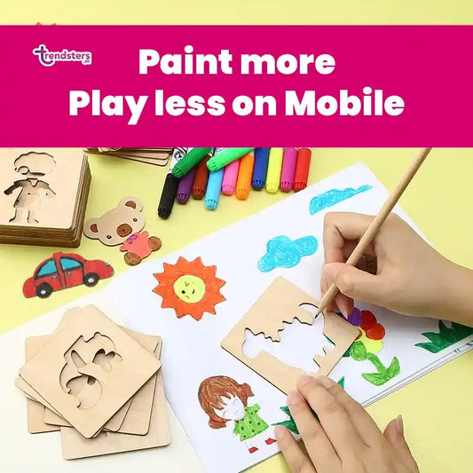 3 in 1 Wooden Kids Drawing Stencils + Puzzle